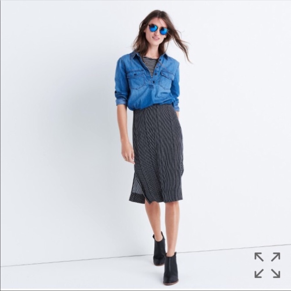 Madewell Black Pinstripe Midi Skirt - Picture 2 of 4